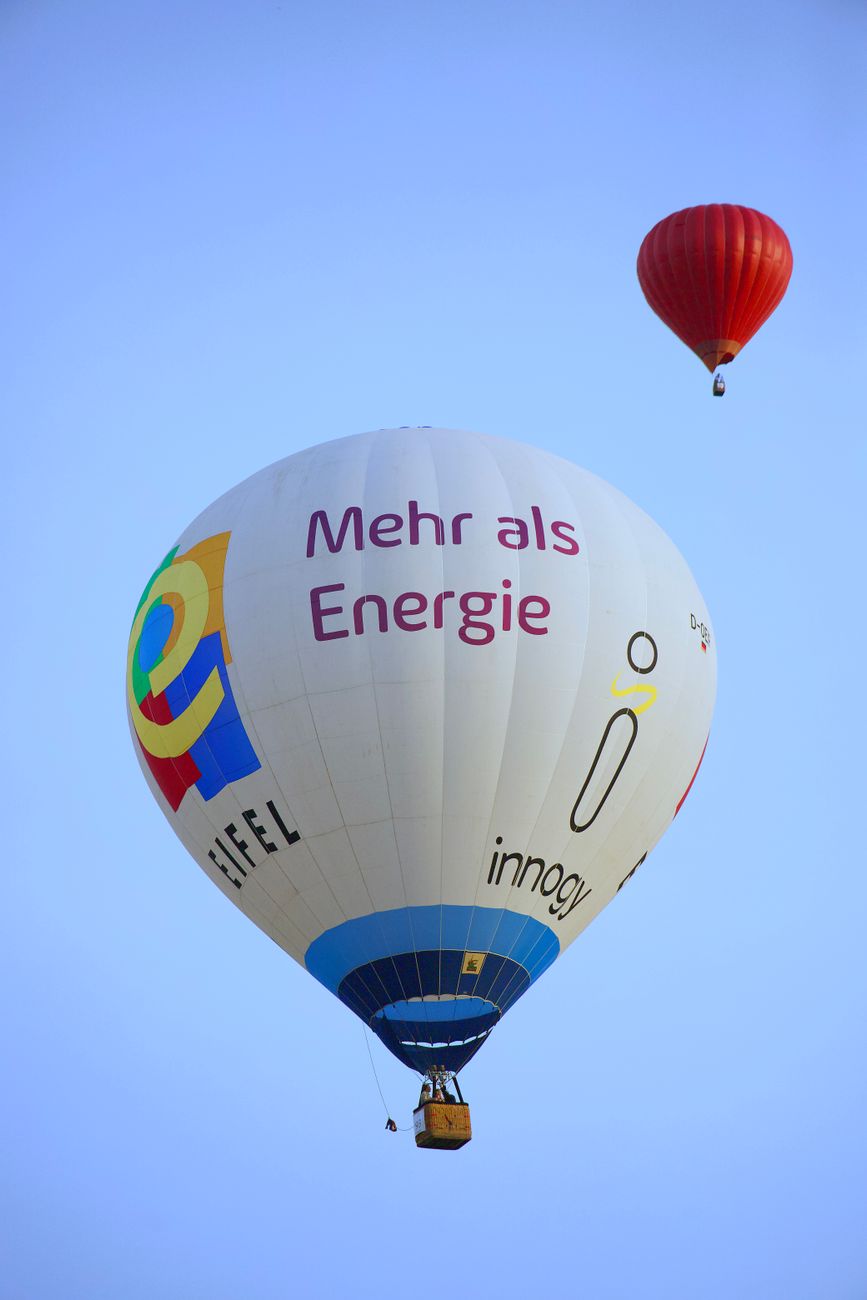 colorful hot air balloons in blue sky