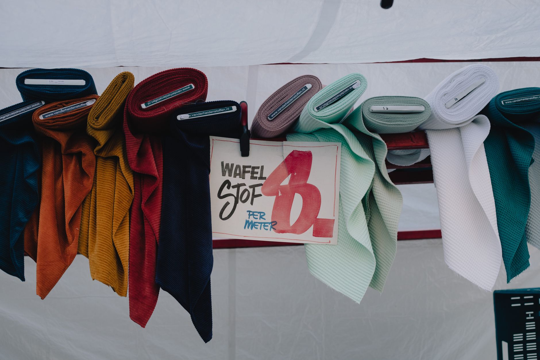 fabric rolls selling at the market