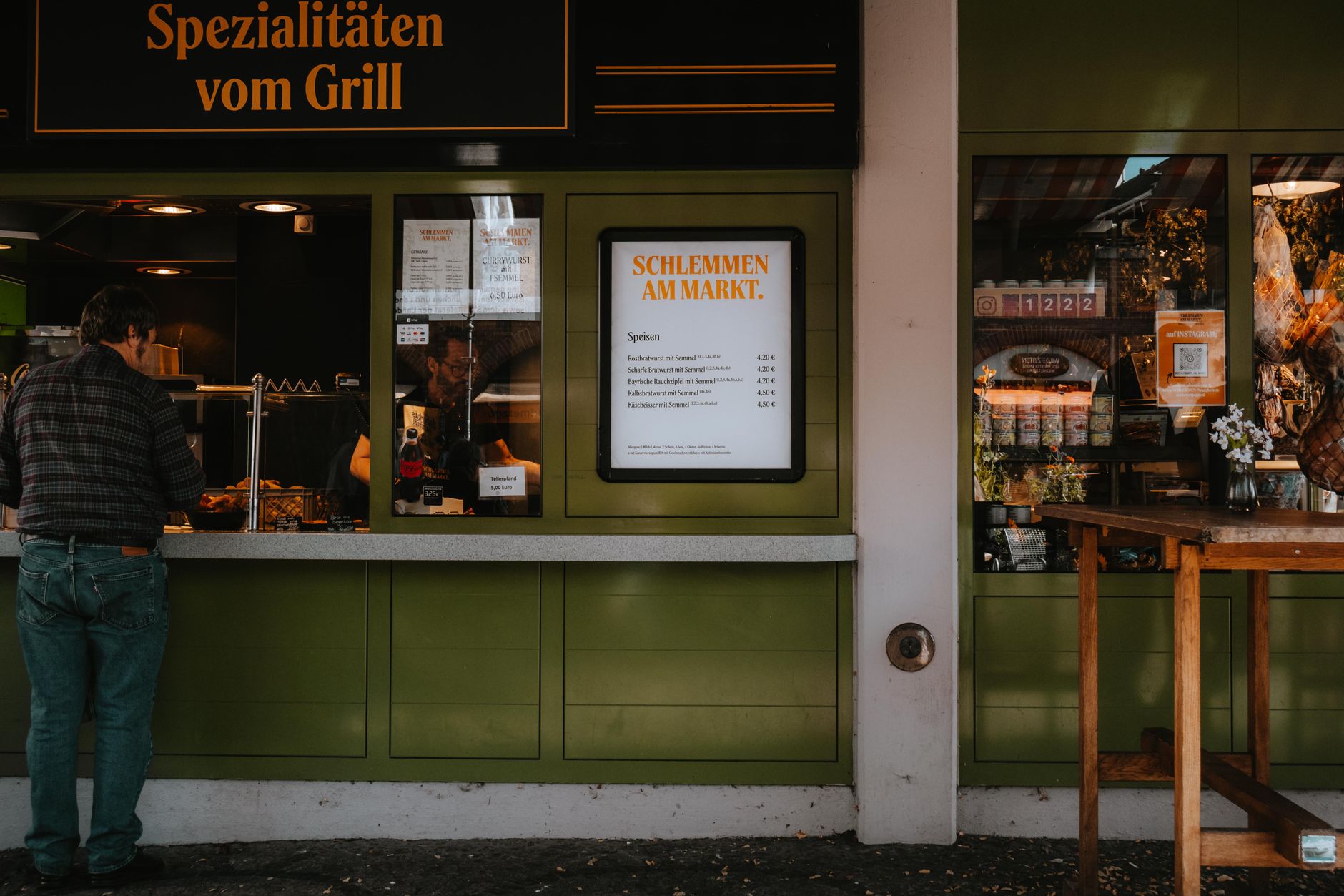 charming market stall in european street setting