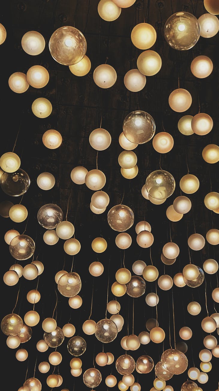 low angle view of round lamps
