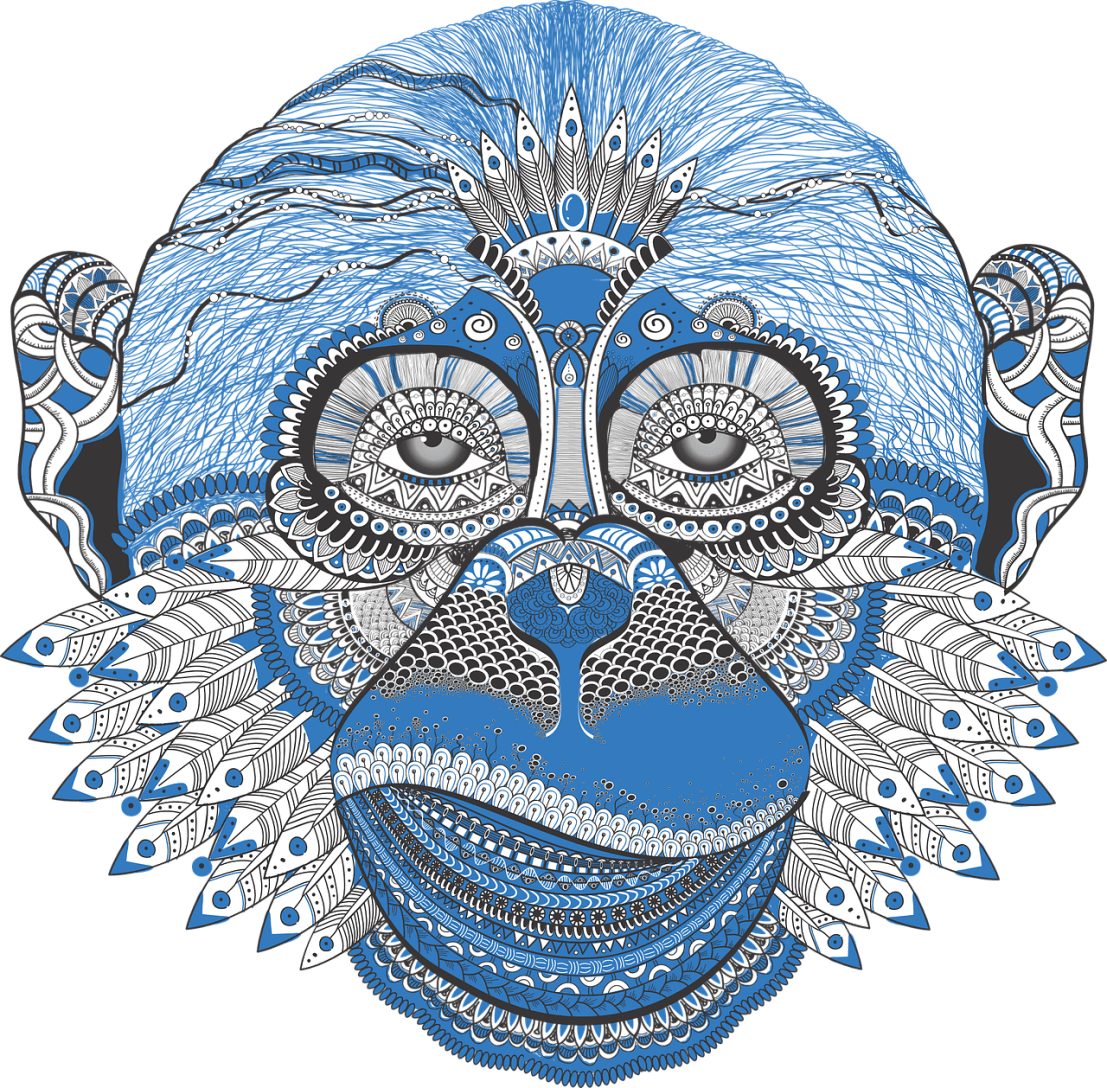 monkey, mandala, artwork