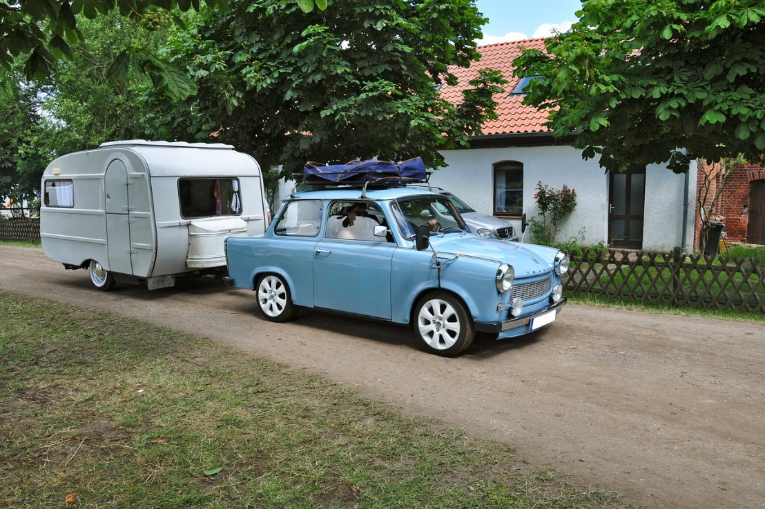 satellite, caravan, automobile