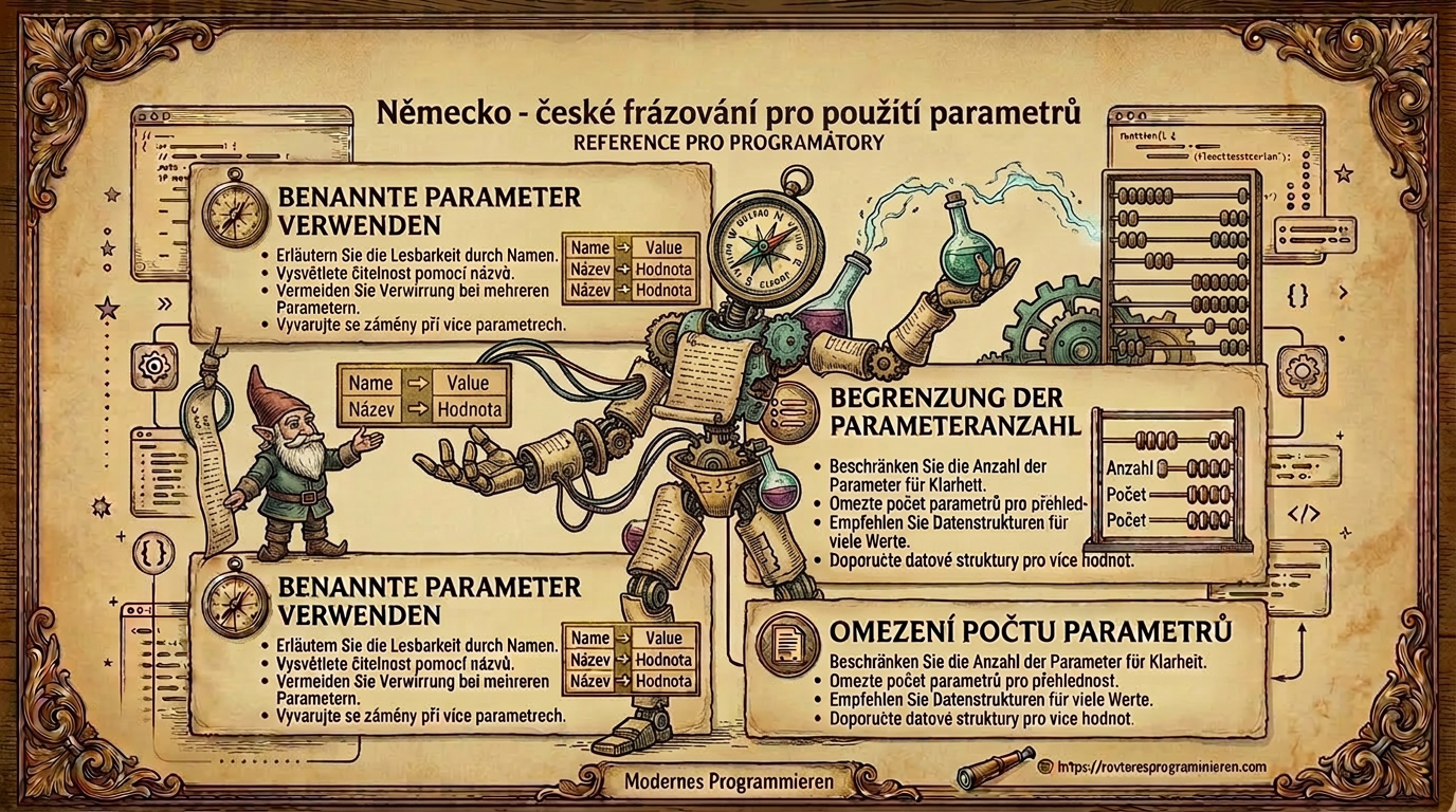 Illustrated guide of German and Czech programming parameter usage with gnome and robot